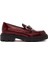 Kadın Bordo Toka Detaylı Rugan Deri Maskülen Loafer 24WFD161816 1