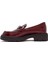 Kadın Bordo Toka Detaylı Rugan Deri Maskülen Loafer 24WFD161816 2