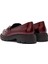 Kadın Bordo Toka Detaylı Rugan Deri Maskülen Loafer 24WFD161816 5