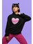 Oversize Desenli Kalp Içinde Barbie Yazılı Kapüşonlu Sweatshirt, Kadın Barbie Baskılı Hoodie 2