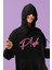 Pink Yazılı Kapüşonlu Sweatshirt, Kadın Pink Baskılı Hoodie 2