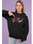 Pink Yazılı Kapüşonlu Sweatshirt, Kadın Pink Baskılı Hoodie 3