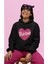 Oversize Simli Görünümlü Kalp Içinde Barbie Yazılı Kapüşonlu Sweatshirt Kadın Barbie Baskılı Hoodie 1