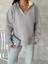 V Yaka Kapuşonlu 3 Iplik Basic Sweatshirt 5