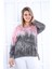 Pembe-Gri Batikli Yanları Yırtmaçlı Sweat 2