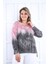 Pembe-Gri Batikli Yanları Yırtmaçlı Sweat 3