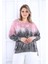 Pembe-Gri Batikli Yanları Yırtmaçlı Sweat 4