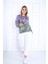 Lila-Yeşil Batikli Yanları Yırtmaçlı Sweat 1