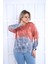 Kiremit-Mavi Batikli Yanları Yırtmaçlı Sweat 3