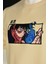 Relaxed Fit Basic Bej Nakışlı Tişört Dabi Anime Işlemeli Sıfır Yaka Tişört 5