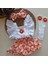 Kız Bebek Beyaz Turuncu Çiçek Desenli Fırfırlı Salopet Bandana Beyaz Çorap Takım 1