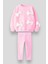 Kız Çocuk Pembe Fiyonklu Pamuklu Sweatshirt Tayt Alt-Üst Takım 1