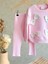 Kız Çocuk Pembe Fiyonklu Pamuklu Sweatshirt Tayt Alt-Üst Takım 3