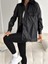 Kadın Siyah Deri Gömlek Oversize 3
