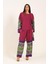 Fuşya Çizgili Tunik Bluz Pantolon Üçlü Takım 1