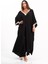 Siyah V Yaka Dantel Detaylı Önden Yırtmaçlı Cepli Tunik Pantolon Ikili Takım 2