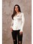 Ekru Saten Piliseli Uzun Kollu Gömlek 2