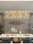 Luxury Collection Modern Sarkıt Kristal Taşlı Avize Yemek Masası Elips Gold Sarı 100 cm 4