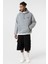 Yıkamalı Sırt Baskılı Oversıze Sweatshırt Açık Gri 4
