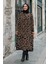 Leopar Desenli Triko Elbise 18193 Siyah-Taba 1