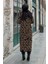 Leopar Desenli Triko Elbise 18193 Siyah-Taba 2