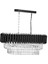 Palmira 75 x 35 cm Kristal Taşlı Lüks Yemek Masası Üstü Avize 6'lı - (Siyah-Krom) 4