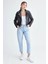 Fermuarlı Suni Deri Crop Biker Ceket 2