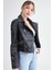 Fermuarlı Suni Deri Crop Biker Ceket 3