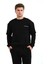 Bisiklet Yaka Nakışlı Şardonlu Içi Polarlı Siyah Erkek Sweatshirt - Volar 1