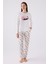 Kedi Baskılı Yuvarlak Yakalı Pamuk Pijama Takımı 1
