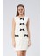 Sıfır Kol Fiyonk Detaylı Rosanne Triko Elbise S - Ekru 1