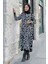 Leopar Desenli Triko Elbise 18193 Siyah-Ekru 3