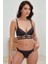 Kadın Deri Görünümlü Balenli Destekli Dolgulu Askıları Çıkabilen Fermuarlı Dantelli Büstiyer Sütyen ve Slip Takım (4818) 1