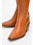 Kadın Topuklu Yandan Fermuarlı Bot Deri Dc 1564 Taba 3