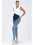 Hamile Esnek Karın Bantlı Mom Fit Kot Pantolon Mavi 3