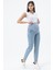 Hamile Esnek Karın Bantlı Mom Fit Kot Pantolon Taş Mavi 1