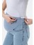 Hamile Esnek Karın Bantlı Mom Fit Kot Pantolon Taş Mavi 4