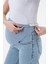 Hamile Mom Fit Kot Pantolon Taş Mavi Esnek Karın Bantlı Kadın Günlük Stil 4