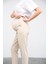 Hamile Esnek Karın Bantlı Belden Ayarlı Mom Fit Klasik Gabardin Pantolon Bej 5