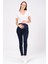 Hamile Esnek Karın Bantlı Skinny Termal Kot Pantolon Mavi 1