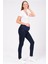 Hamile Esnek Karın Bantlı Skinny Termal Kot Pantolon Mavi 2