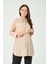 Hamile Beli Bağcıklı Bürümcük Gömlek Bej 3