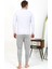 Erkek Polo Yaka Uzun Kol Penye Pijama Takımı Gri 6864 4