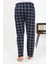 Erkek Ekoseli Desen Penye Tek Alt Pijama 27540 Lacivert 4
