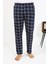 Erkek Ekoseli Desen Penye Tek Alt Pijama 27540 Lacivert 5