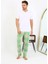Erkek Ekoseli Desen Penye Tek Alt Pijama 27540 Yeşil 1