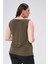 Degaje Yaka Sandy Büyük Beden Kadın Basic Bluz 4 Mevsim Rahat Kullanım Şık Atlet-Haki 3