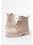 Bej Bağcıklı Fermuarlı Günlük Kadın Bot 1
