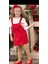 Kız Çocuk Kırmızı Jile ,body Ikili Takım Girls Red Christmas Dress Holidey Dress Party 2