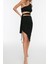 Kadın Moda Şık Dar Paça Regular Boy Vücuda Oturan Örme Cut Out Pencere Tek Omuz Bluz Etek Takım 2